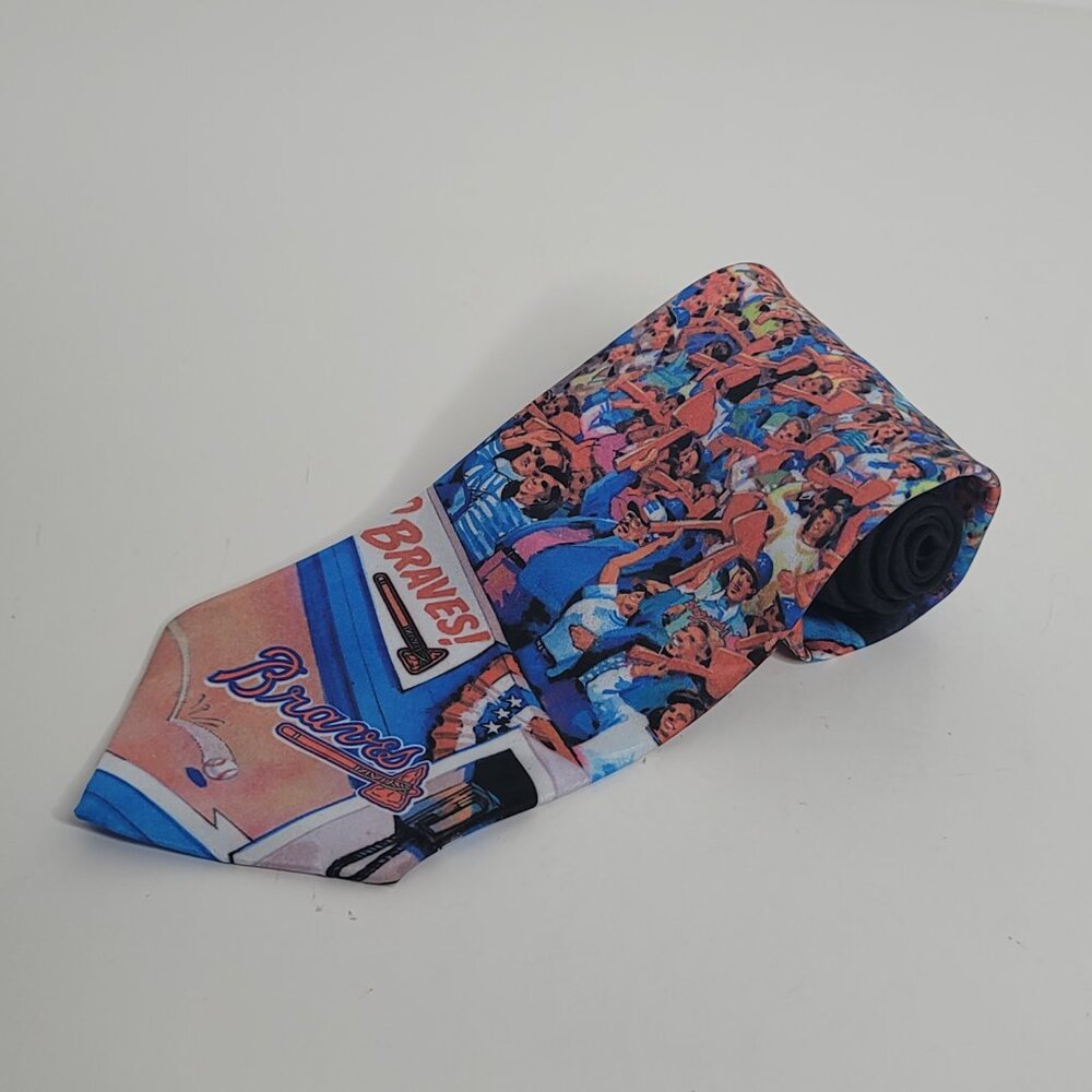 Atlanta Braves Stadium Crowd Ralph Martin Baseball Sports Neck‎ Tie 1994 Vintage